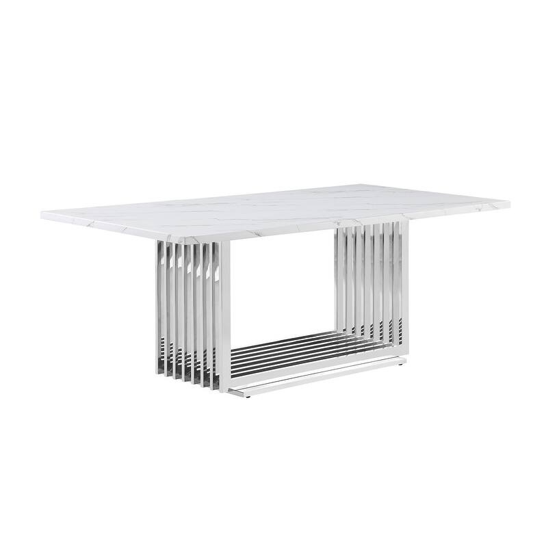 Best Quality Furniture White Marble Top Dining Table with Stainless Steel Base