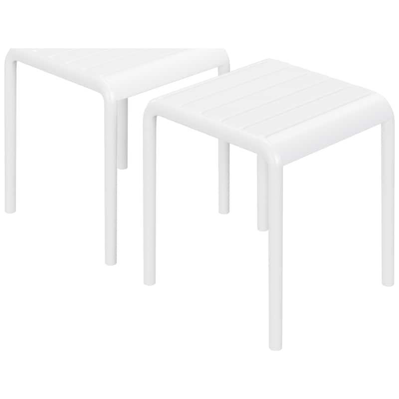 Frond and Form Square Outdoor Side Table (Set of 2) - White