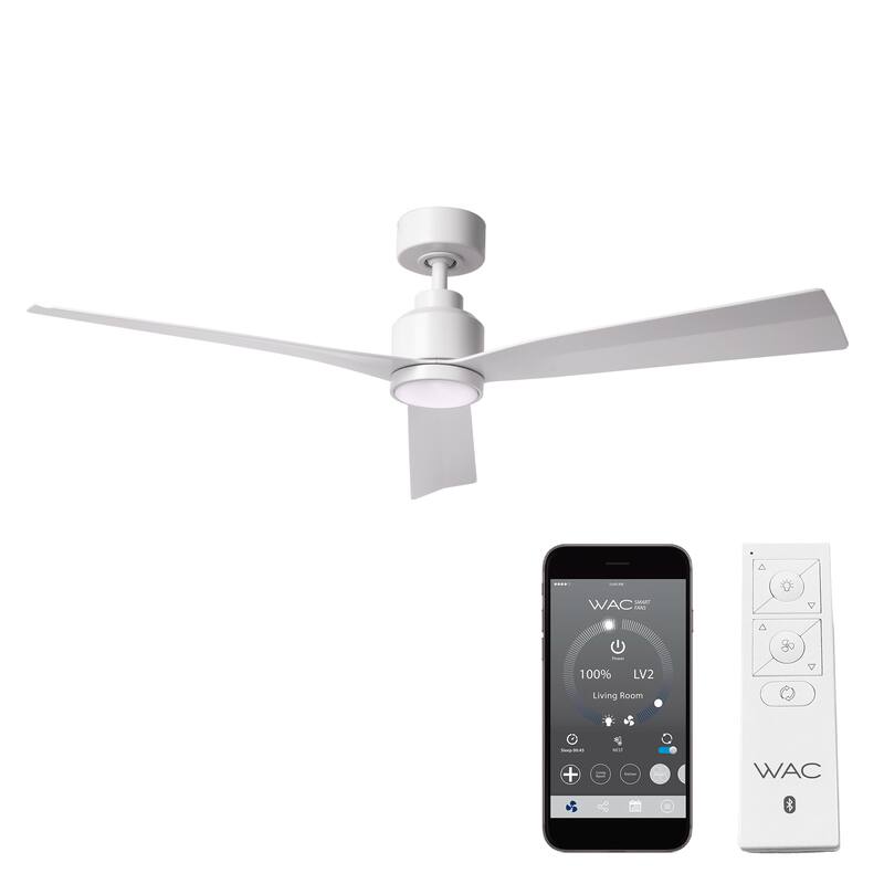 Clean Indoor/Outdoor 3-Blade Smart Ceiling Fan 52in with 3000K LED and Remote Control - 52