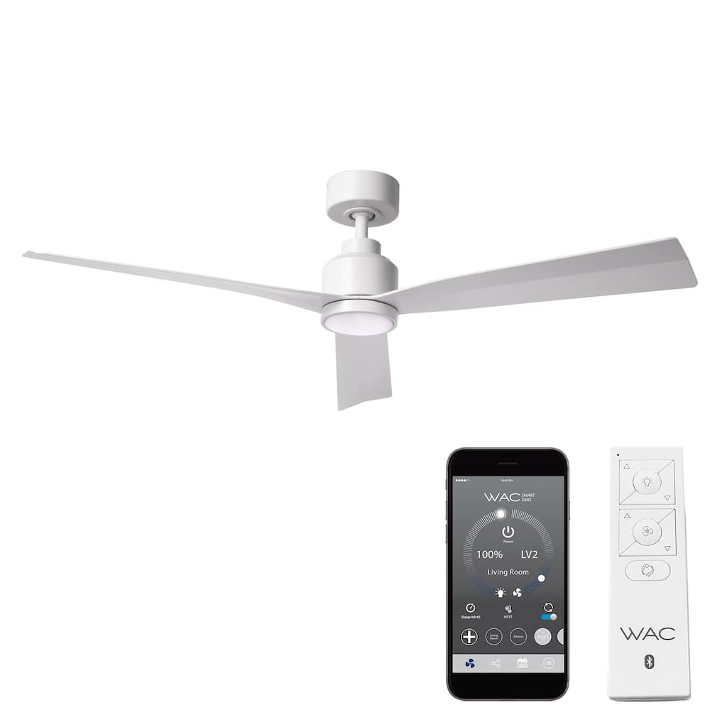 Clean Indoor/Outdoor 3-Blade Smart Ceiling Fan 52in with 3000K LED and Remote Control - 52