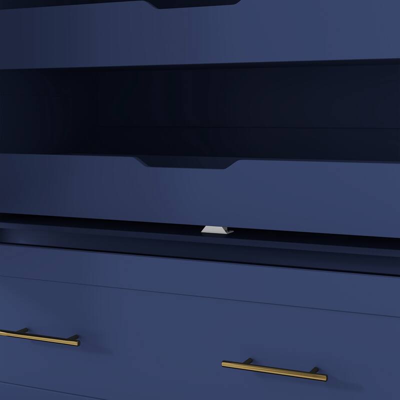 Farmhouse Kitchen Pantry, 40"W - 4-Door Freestanding Cabinet with Pull-Out Trays, Drawers & Pan Storag