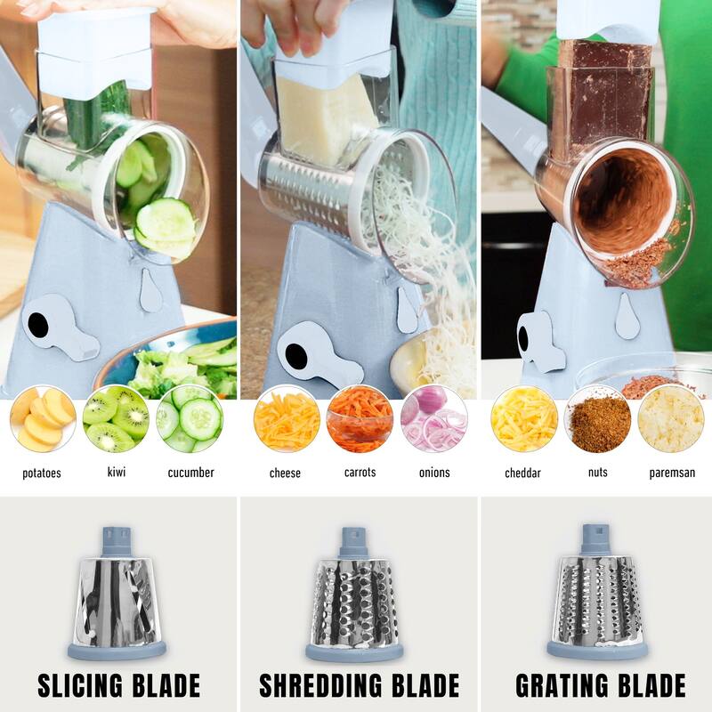 NutriSlicer Vegetable Slicer Cheese Grater Potato Slicer Salad Chopper with Suction Base