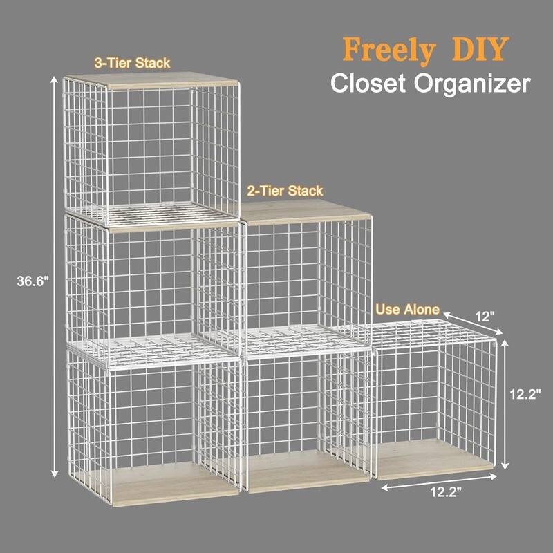 3PCS Stackable Closet Organizers and Storage, Closet Shelves