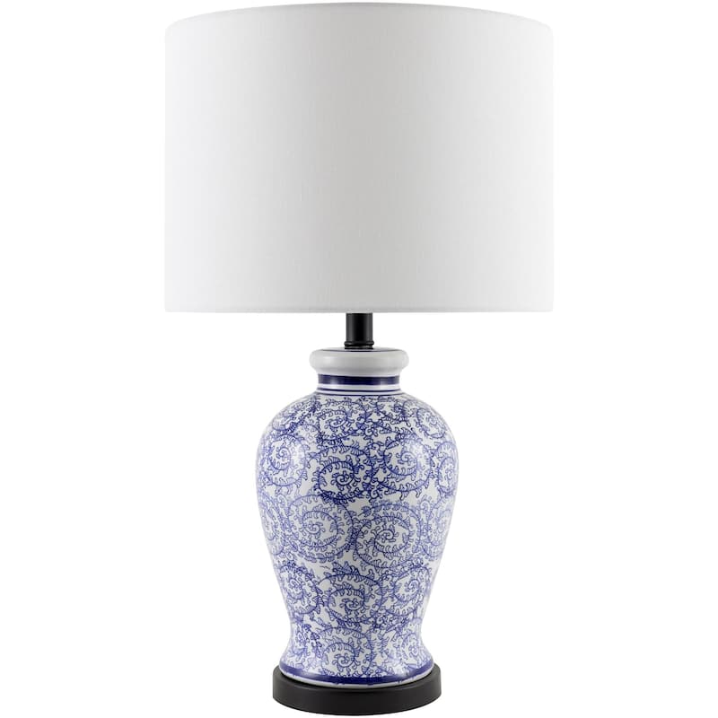 Livabliss Florezia Traditional Accent Table Lamp - 25"H x 14"W x 14"D - Blue