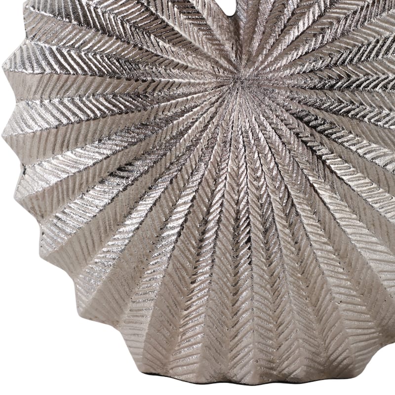 Metal Vase Aluminum Decorative Accent Coastal Glam Style - 10" Silver