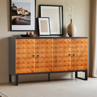 Modern buffet cabinet with storage space,Retro style four door wooden storage cabinet