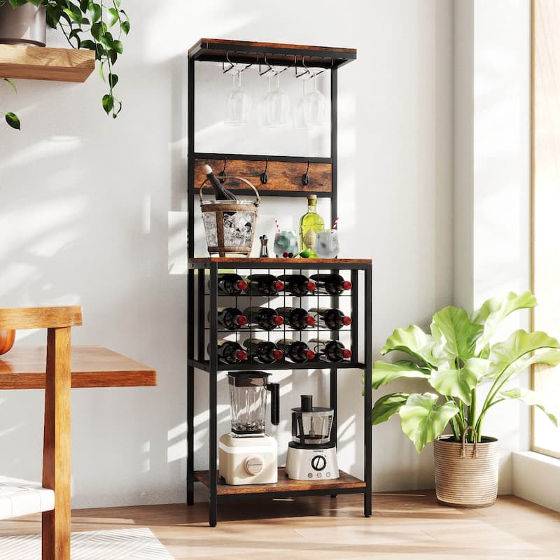 Costway Wine Rack Freestanding Floor with Countertop Wine and Glass - See Details