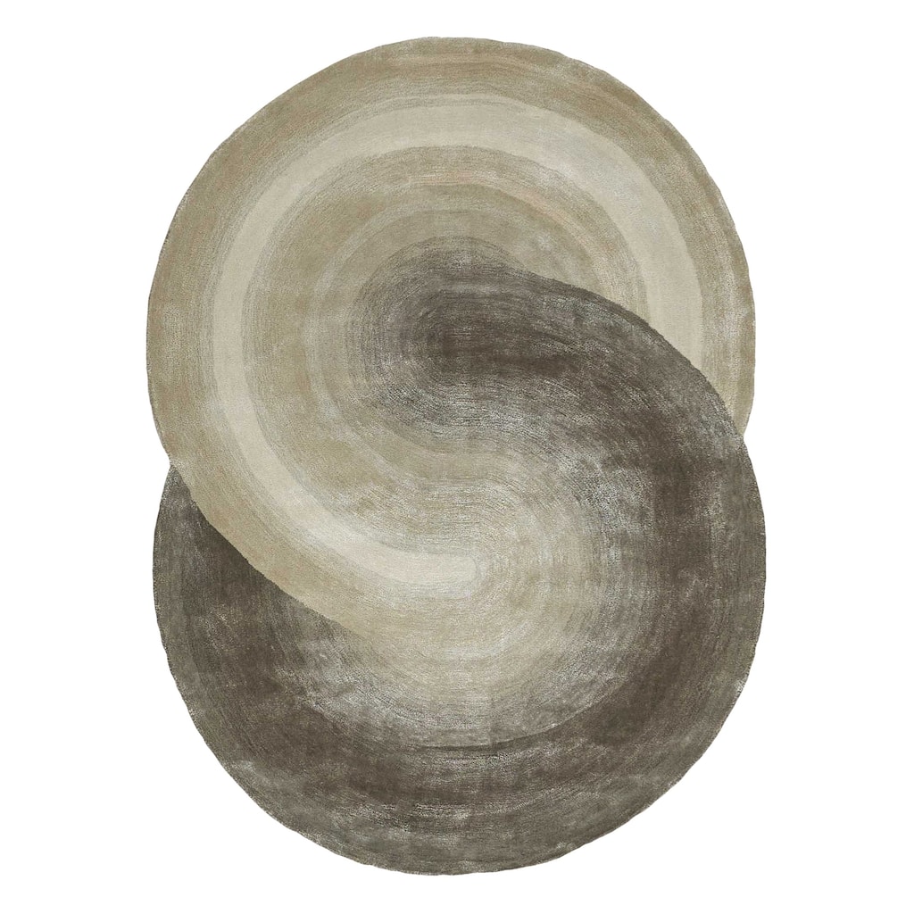 Mitomo hand-tufted Wool/Bamboo Silk Taupe Area Rug - 5' x 7' SHAPE