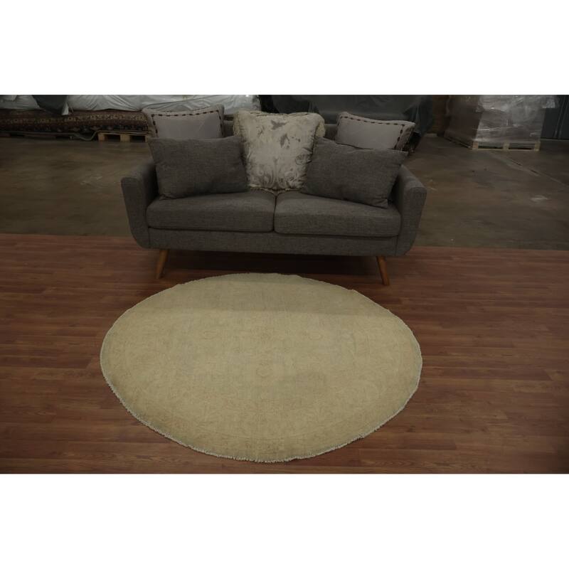 Hand Knotted Oriental 100% Wool Carpet Traditional Floral Green Peshawar Area Rug - 4' 10'' X 4' 11''