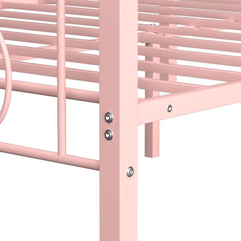 VECELO Metal Platform Bed Frame with Roman Column Floral Scrollwork Headboard No Box Spring Needed Twin/Full/Queen Size