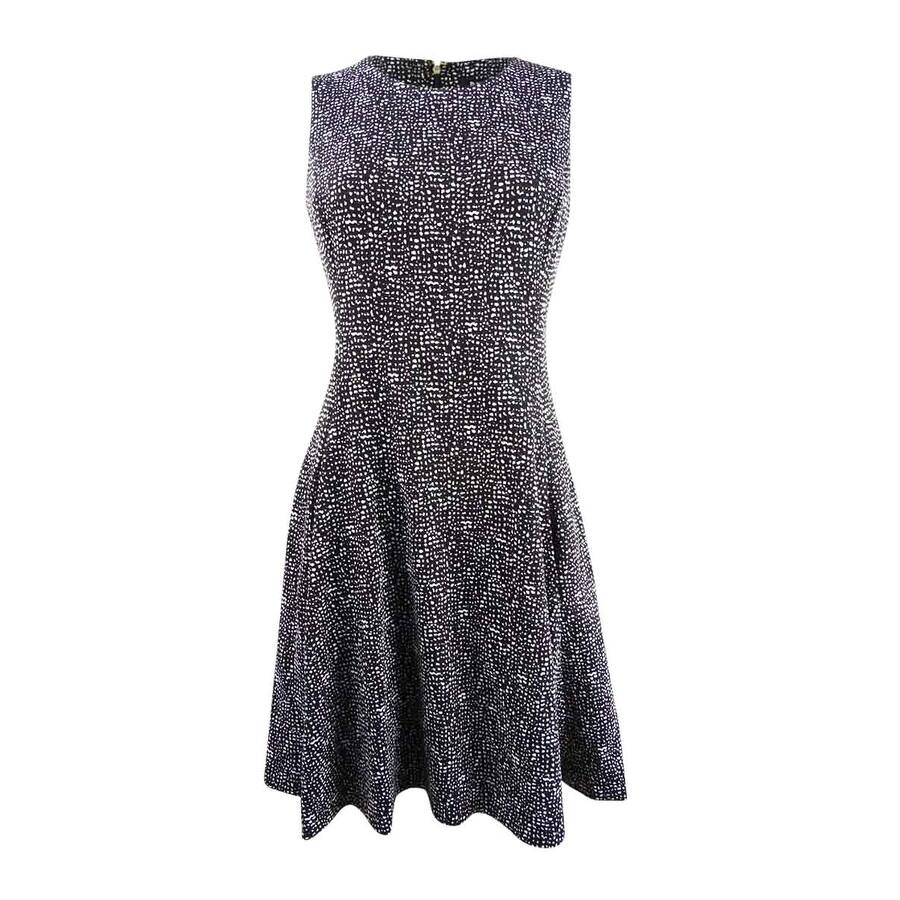 DKNY Women's Tweed Fit & Flare Dress (2, Black/Cloud)