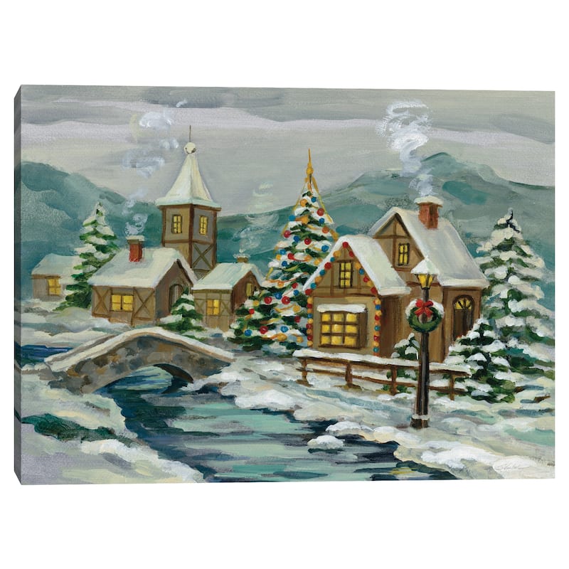Twilight Christmas Village Canvas Art Print