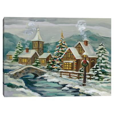 Twilight Christmas Village Canvas Art Print