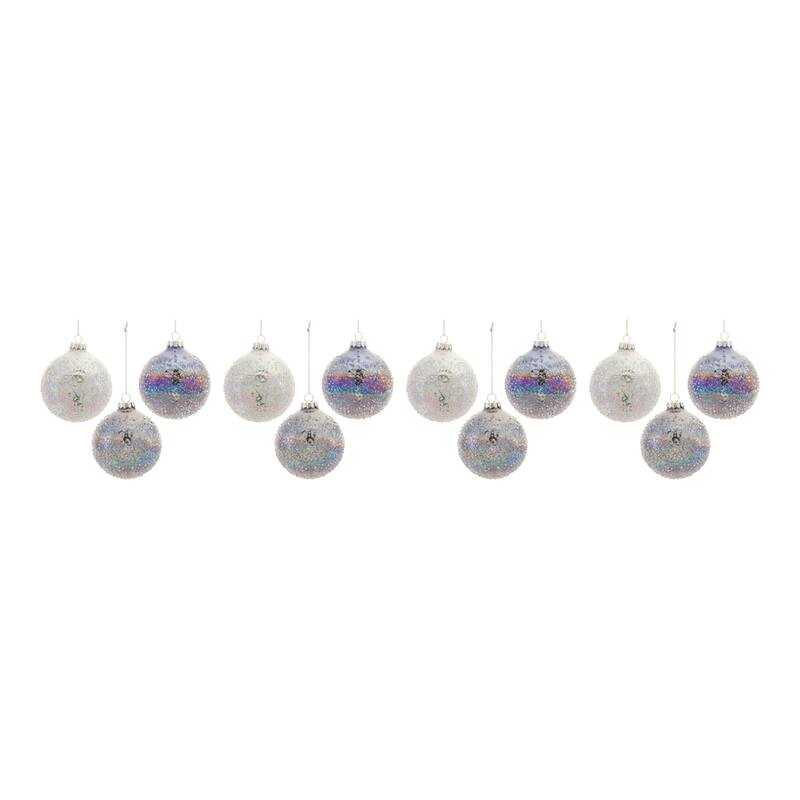 Pearl Glittered Christmas Ball Ornaments 3" 80mm Multi-Color 12ct
