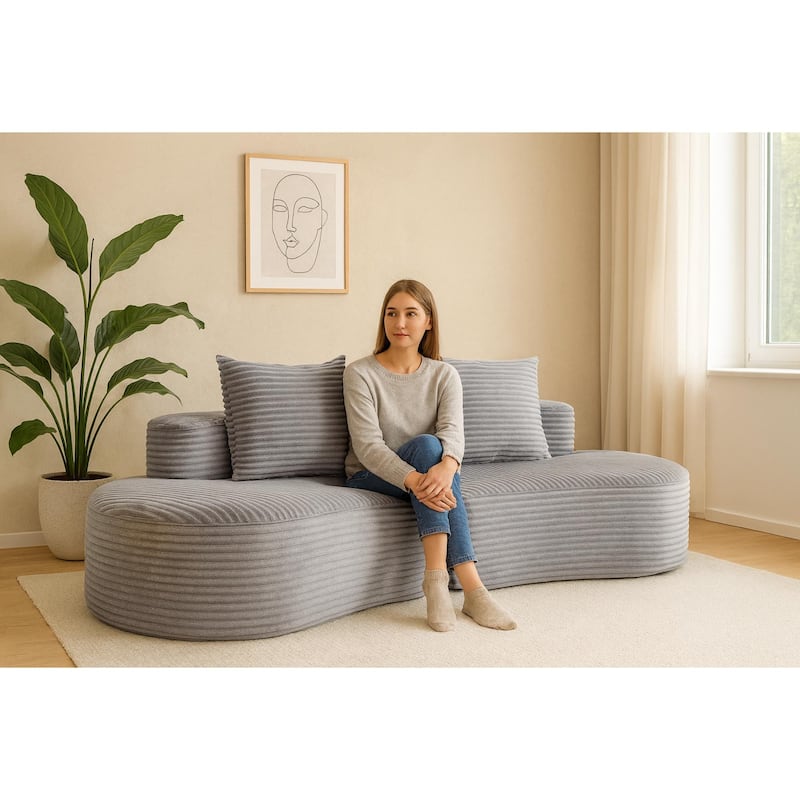 Moon Bay Lounge Couch Curved Sectional Sofa Corduroy Compressed Sofa