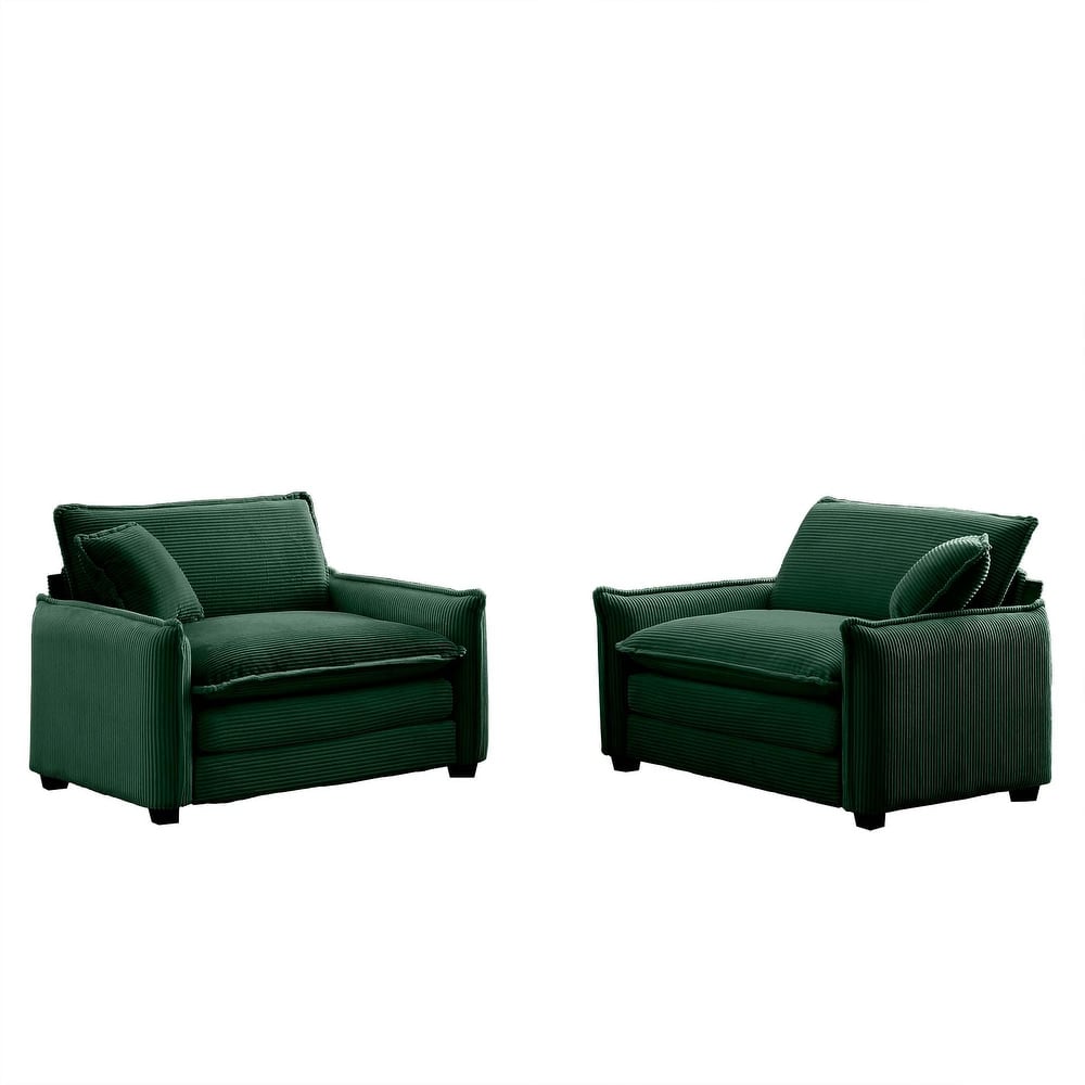 Ergonomic Corduroy Single Deep Seat Sofa Chair, (Set of 2)