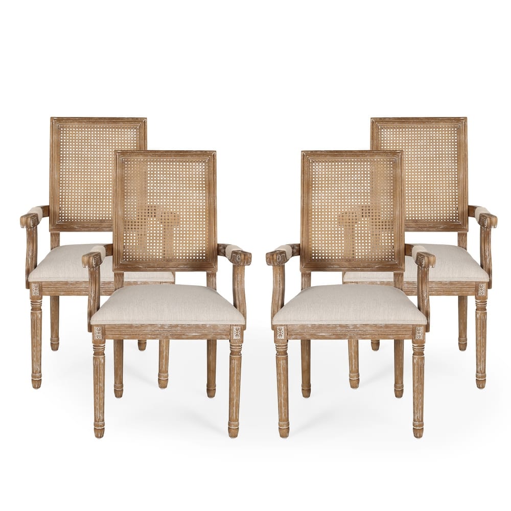 Maria Wood and Cane Upholstered Dining Chair by Christopher Knight Home - 23.75" L x 23.75" W x 39.75" H