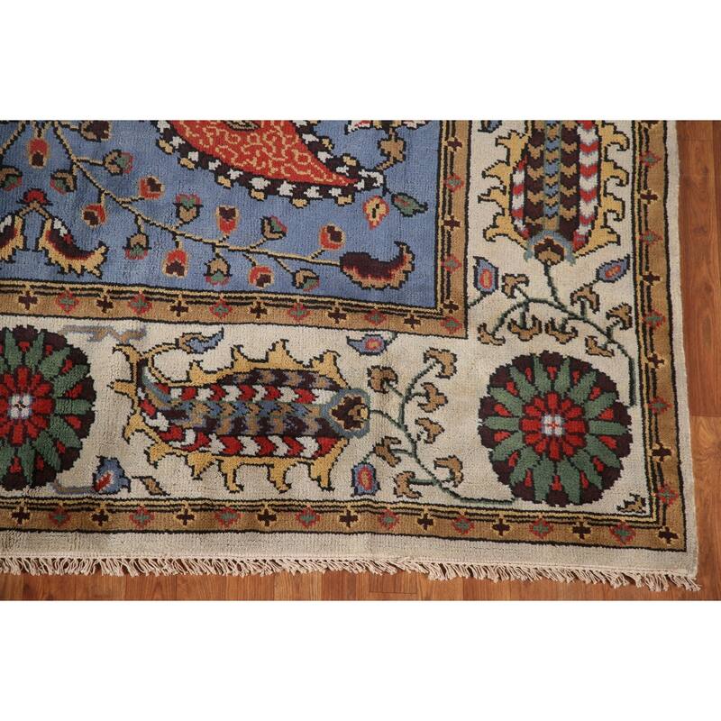 Blue Paisley Kazak Oriental Area Rug Wool Carpet - 7'10"x 10'2"