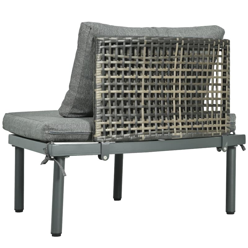 Stylish 6-Piece Half Moon Patio Sofa Set with High-Low Coffee Tables