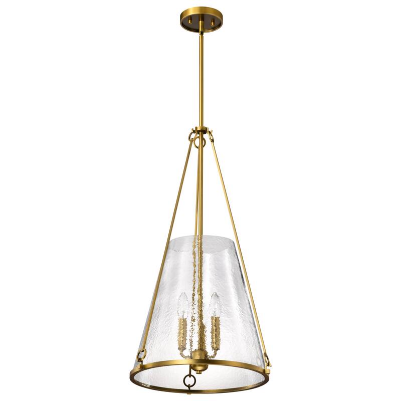 Valentine Large Pendant Vintage Brass Finish Hammered Glass - Vintage Brass