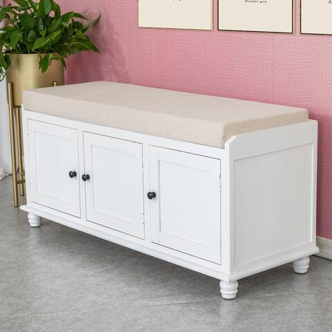 Modern Shoe Storage Bench with Doors For Bedroom and Entryway
