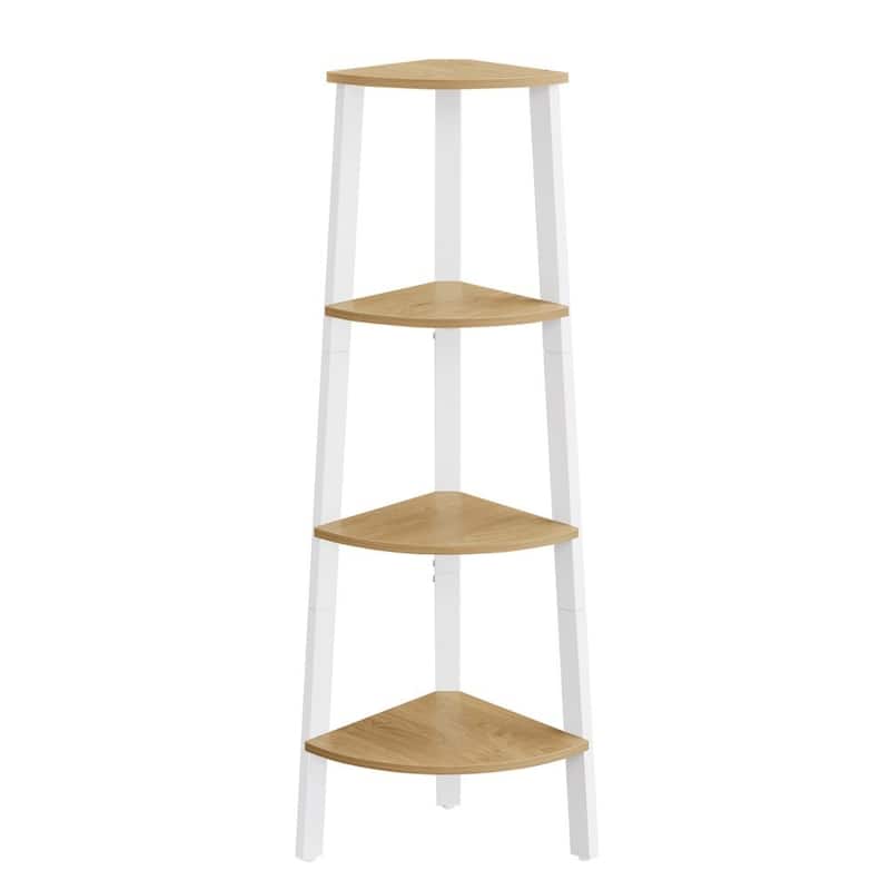 4-Tier Bookcase Storage Rack with Steel Frame Ideal Use for Plant Stand or Display Shelf - 13.1"D x 13.1"W x 49.2"H