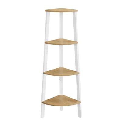 4-Tier Bookcase Storage Rack with Steel Frame Ideal Use for Plant Stand or Display Shelf - 13.1"D x 13.1"W x 49.2"H