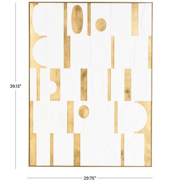 Wooden Abstract Geometric Shape Framed Wall Art with Gold Accents