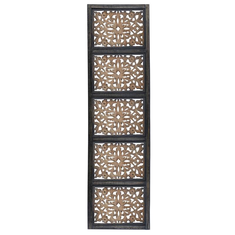 Wooden Floral Handmade Intricately Carved Home Wall Decor - Brown - Roche River Decor - Brown