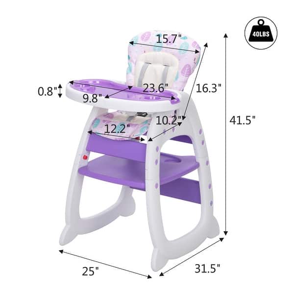 Convertible High Chair for Babies, Booster Seat with Safety Belt Feeding Tray - 31.5*31.5*41.54