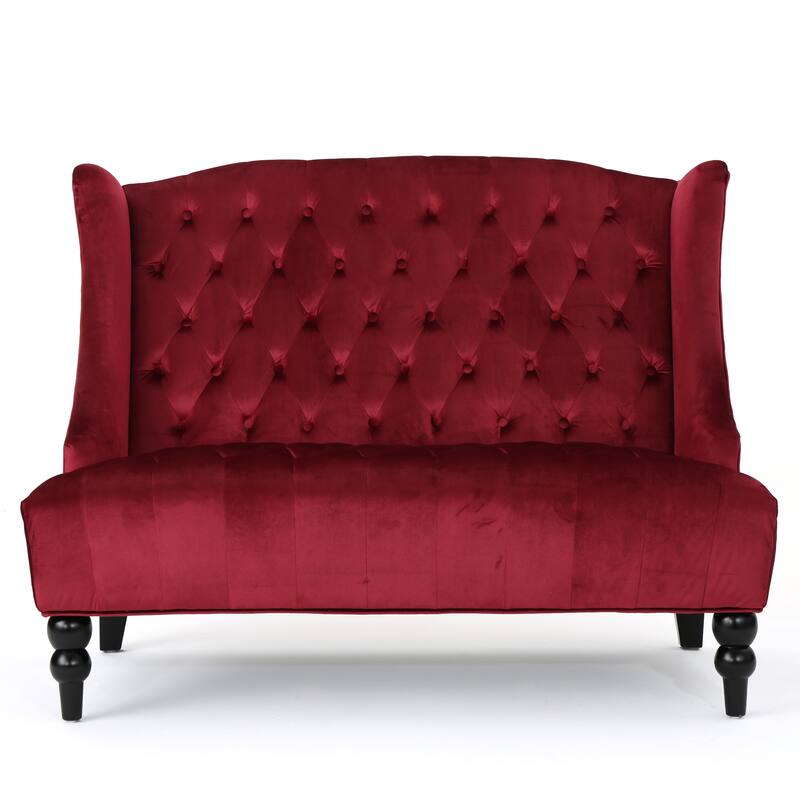 Leora Modern Glam Tufted Velvet Wingback Loveseat by Christopher Knight Home