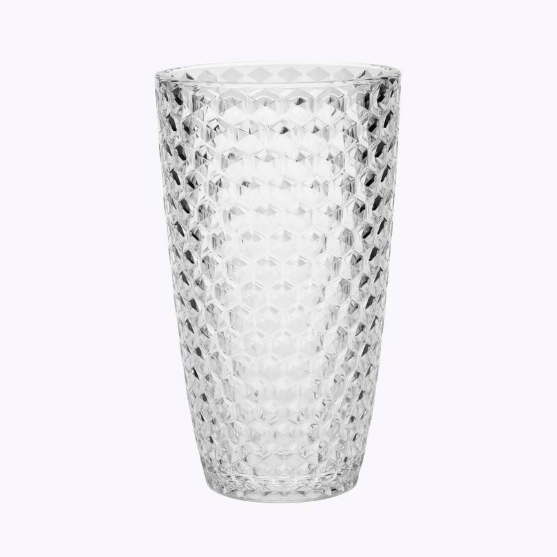 Diamond Cut Acrylic Glasses Drinking Set of 4 (19oz) - Clear