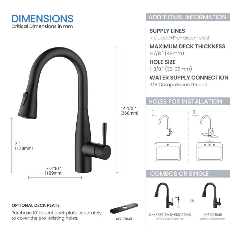 Bari Single Handle Pull Down Kitchen & Bar Sink Faucet