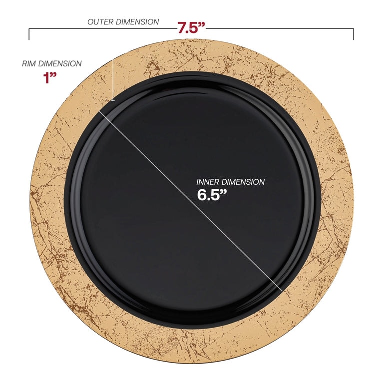 Shiny Gold Marble Rim Disposable Plastic Plate Packs Party