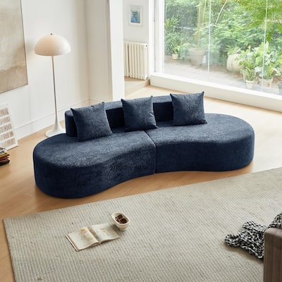 Curved Velvet Loveseat Sofa 5-Seat Sectional Couch Floor Chaise Lounge