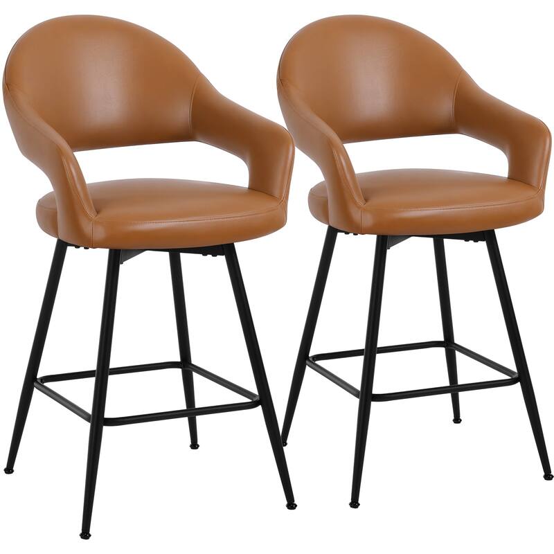 26" Velvet/ Faux Leather Counter Height Swivel Bar Stools Set of 2/4 - 39.2"H x 20.4"W X 22"D