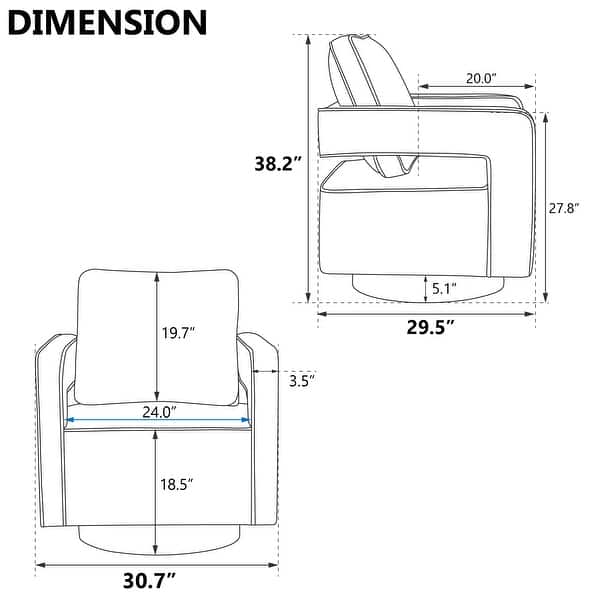 Swivel Accent Open Back Chair Modern Comfy Sofa Chair with Gold Steel