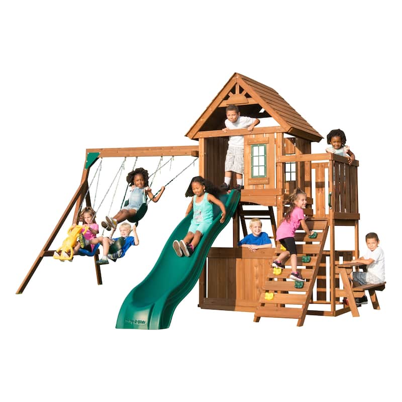Swing-N-Slide Tioga Fort Wood Outdoor Swing Set