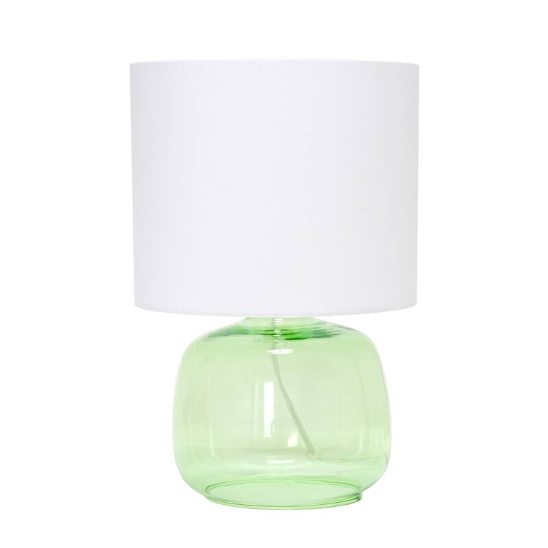 Round Glass Table Lamp with Drum Shade - 13.75" - Green and White