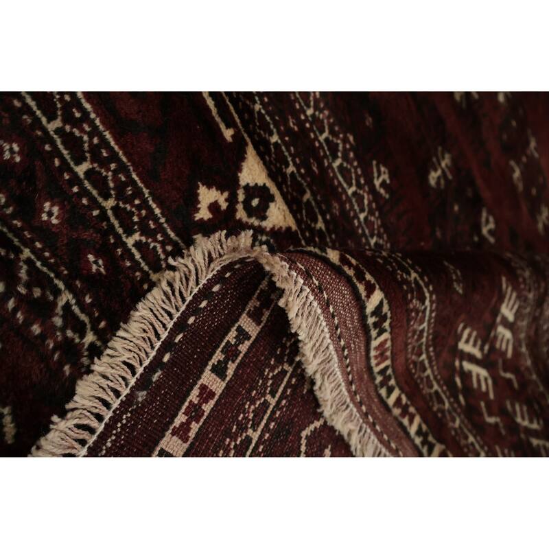 Hand Knotted Oriental 100% Wool Carpet Traditional Geometric Red Bokhara Area Rug - 13' 4'' X 8' 3''