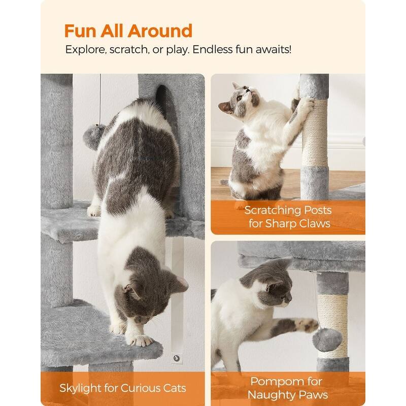 Plush Multi-Level Cat Tree with Sisal-Covered Scratching Posts and Cozy Hideouts for Indoor Cats