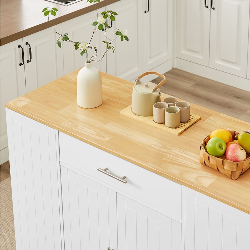 53''Kitchen Storage Islands with Drawers and Trash Can Storage for Kitchen & Dining.Modern Farmhouse Design