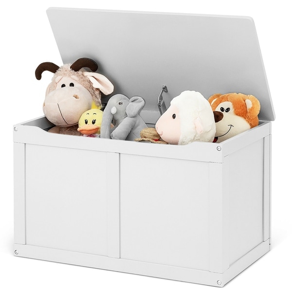 Costway Wooden Kids Toy Storage Box Sitting Top Chest Organizer