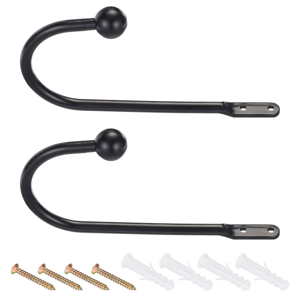 2x Curtain Holdback U Shaped Wall Mounted Curtain Tiebacks Screw Hooks