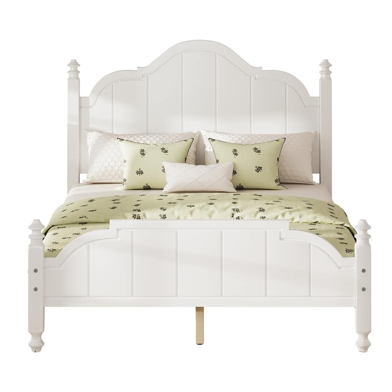 Full Size Wooden Platform Bed with Headboard Slats Support and No Box Spring Required