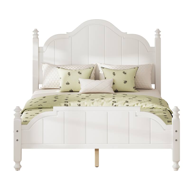 Vintage Wooden Bed Frame with Wood Slats Support, Platform Bed Frame