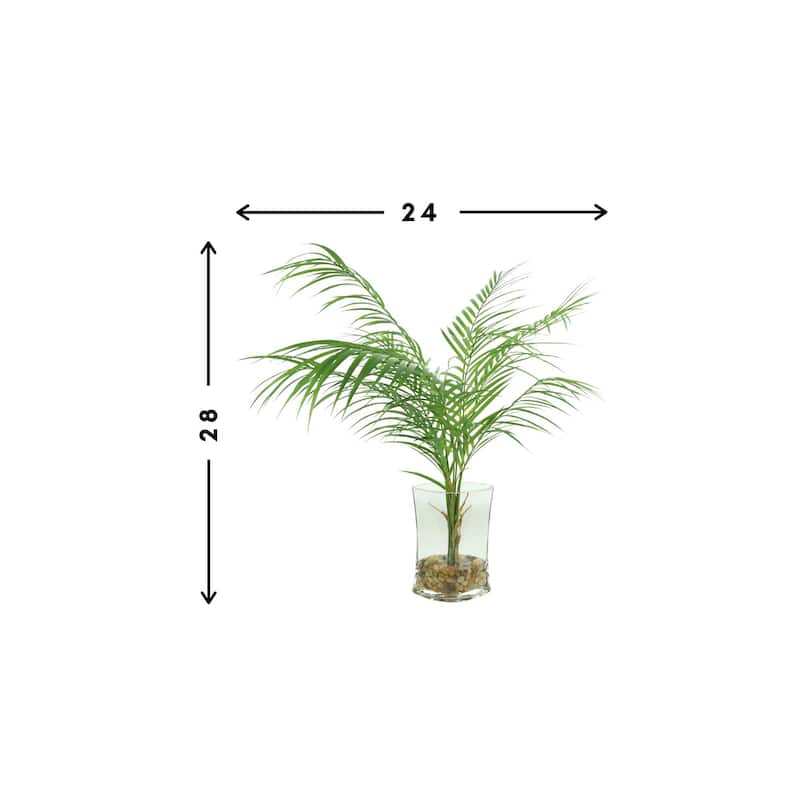 Areca Palm in Vase with Rocks and Acrylic Water - Green