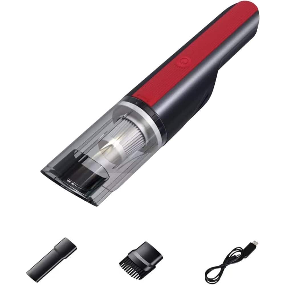 Red Handheld Cordless Vacuum Cleaner with Strong Suction and Rechargeable Battery - 16.53 x 1.9 in