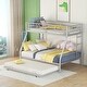 preview thumbnail 1 of 1, Silver Twin over Full Bunk Bed with Trundle & Ladders Silver