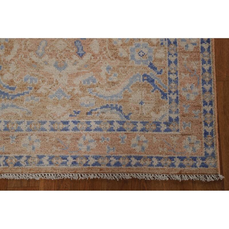 Hand Knotted Oriental 100% Wool Carpet Transitional Geometric Oranges & Rust Oushak Area Rug - 3' 11'' X 2' 11''